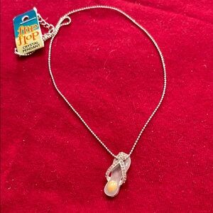 Crystal Pendant Necklace - Silver